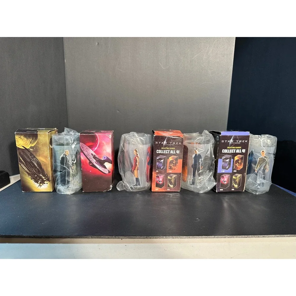 Star Trek 2008 Burger King Collectible Glass Set Kirk Spock Uhura Nero 4pc NOS